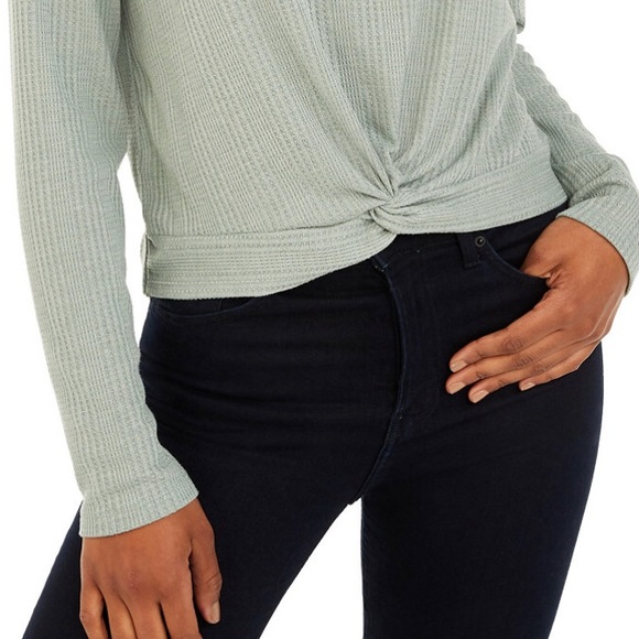 Pink Rose Junior’s Twisted Wafle-Knit Top - Picture 3 of 5